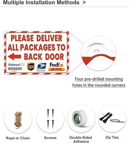Miniatura 5 de ALKB Letrero de entrega para uso al aire libre, 8 x 12 pulgadas, flecha izquierda, letrero de entregas  Please Deliver All Packages to Back Door