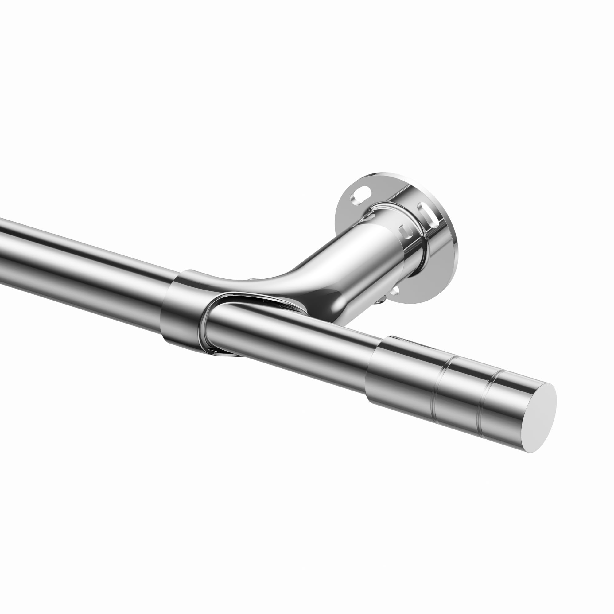 Blackout Curtain Poles for Eyelet Curtains 76-135CM, 19 MM Diameter Extendable Curtain Poles with Brackets and Cylindrical Ends, Metal Curtain Pole for Bedroom, Living Room, Kitchen, Chrome