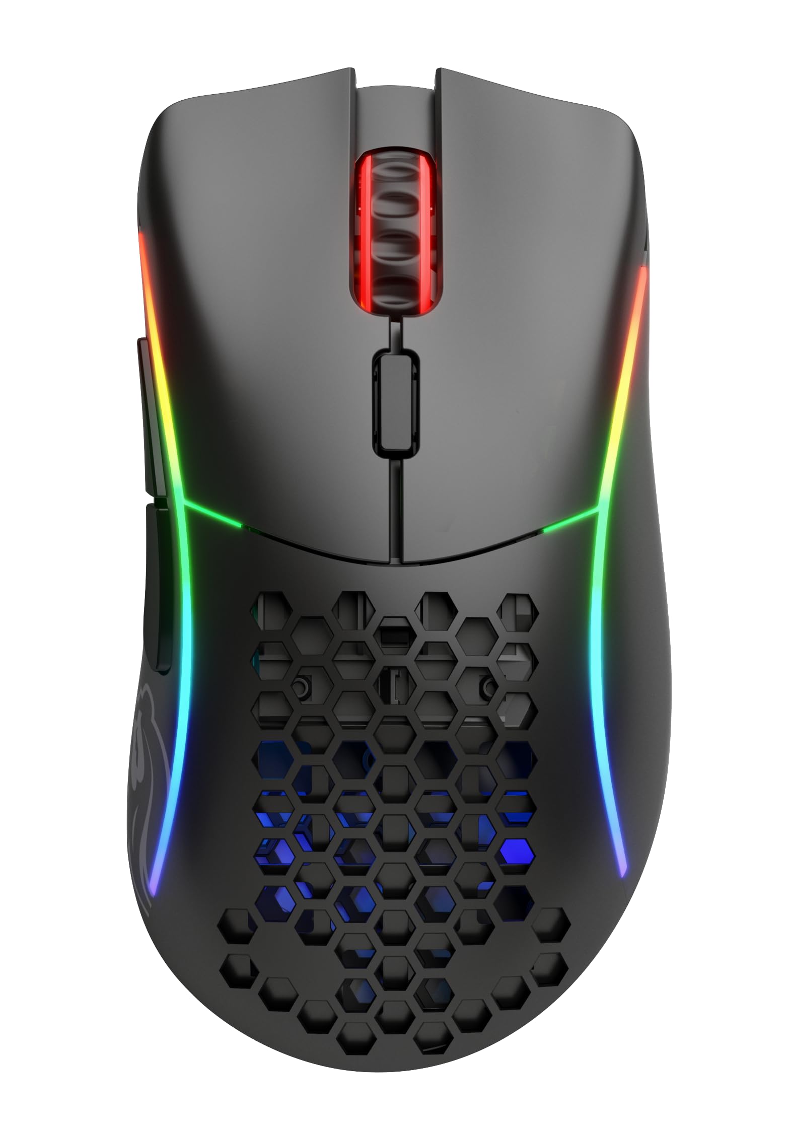GLORIOUS Model D- Wireless Ratón Gaming Inalámbrico Ligero (Negro Mate) | Conectividad sin lag, sensor BAMF avanzado, batería de larga duración, deslizadores PTFE, formato colmena, iluminación viva