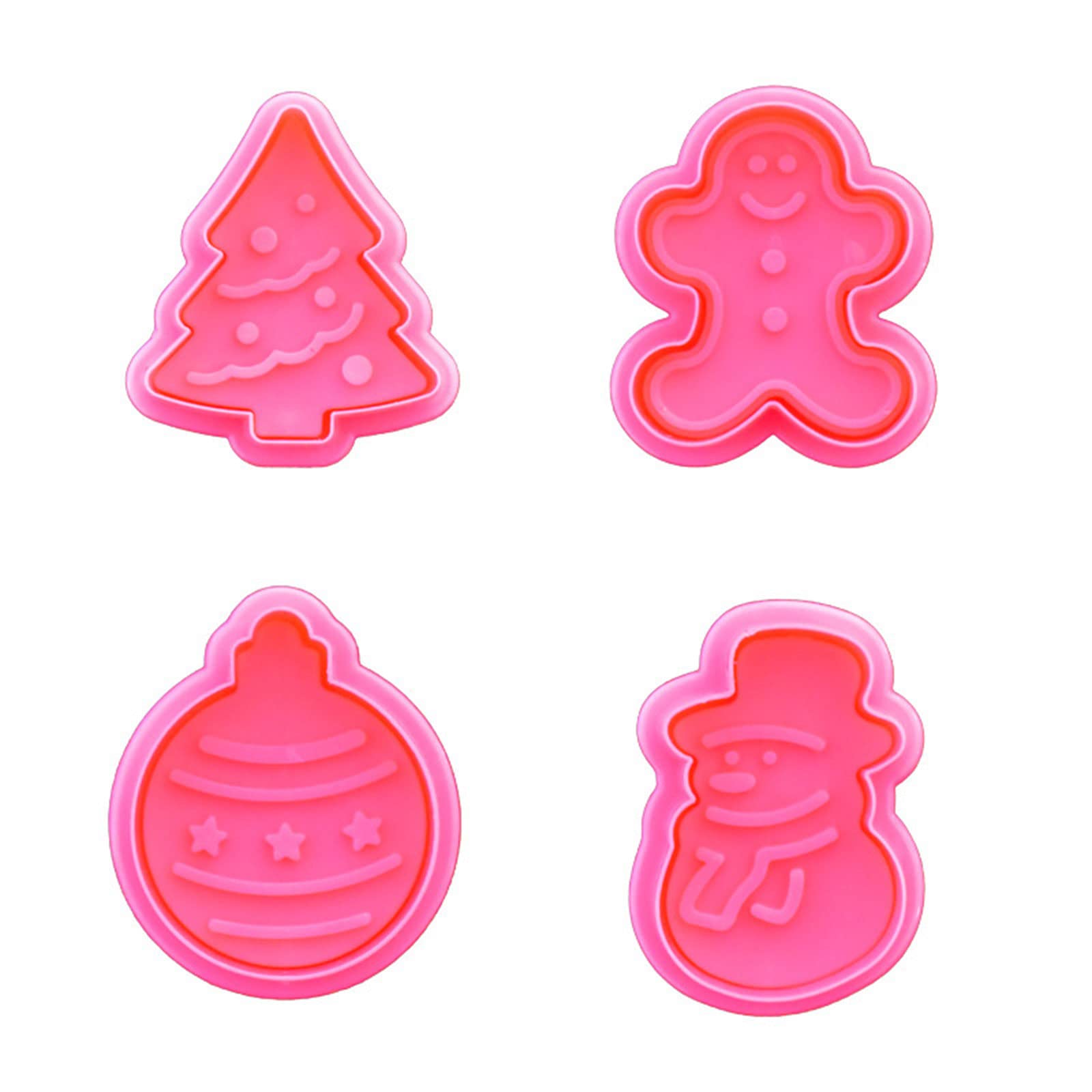 carotoe 4 PCS Christmas Cookie Cutter Biscuit Mold Cookie Cutter Push-type Household Baking for Baking