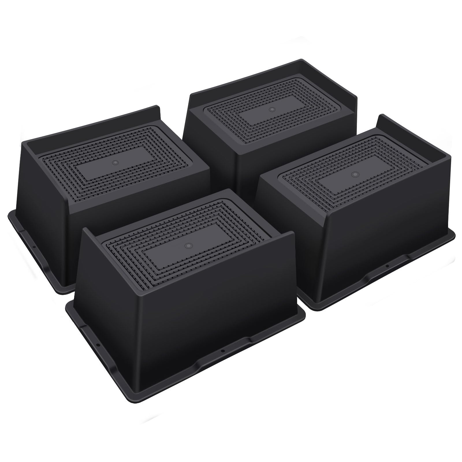 Photo 1 of ***HAS MINOR DAMAGE** ANNKUT Bed Risers 4 Inch Heavy Duty,Oversized Couch Risers, Extra Wide Furniture Risers for Sofa Table Desk Headboard Chair Lifting,Rectangle Risering Blocks Support 6000 lbs(4 Pack Black)