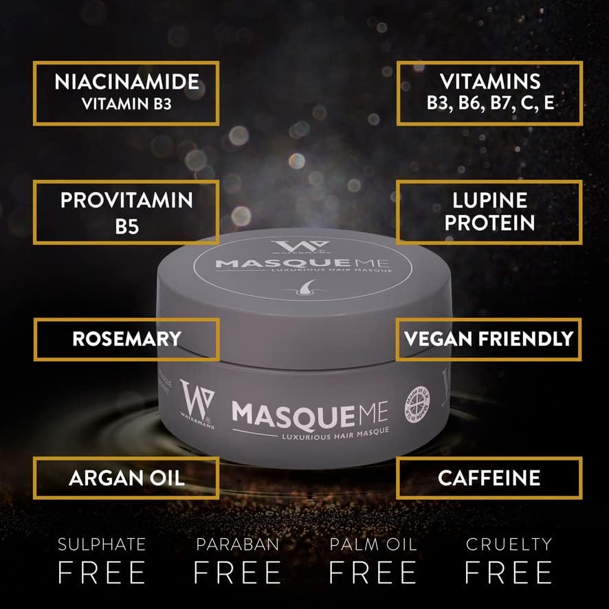 Watermans Hair Mask Growth Protein Treatment for Dry Damaged Hair, Frizzy, Broken or Bleached Hair. Best Hydrating & Conditioning for Curly, Coloured. Vegan - Image 4