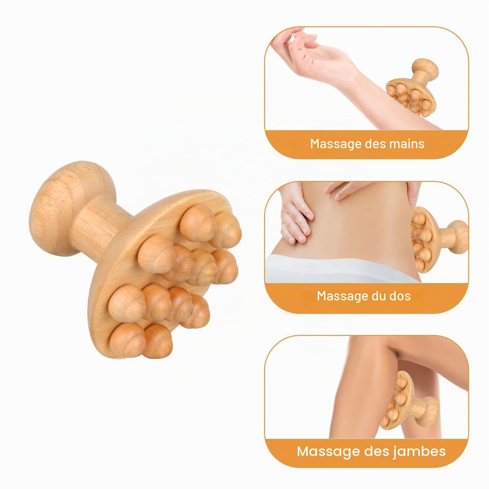 Outils de massage thérapeutiques 6Pcs pour façonner le corps, kit Maderoterapia pour drainage lymphatique anti-cellulite, massage incurvé en bois pour jambes et ventre