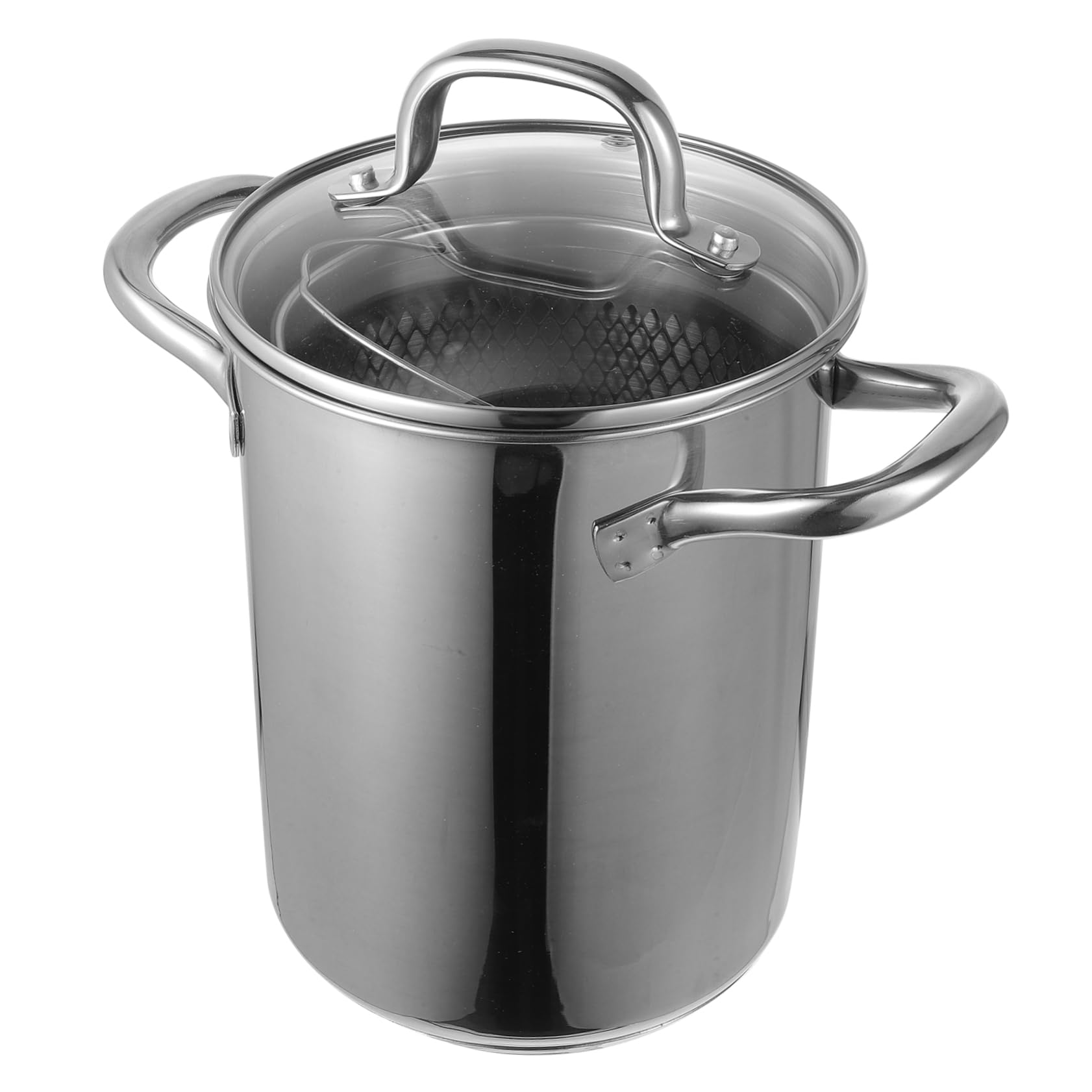 GLEAVI 1Set Tempura Frying Pot Stainless Steel Deep Fryer with Drainer Basket Multi Purpose Cooking Pot for Home Restaurant Use Compatible with All Stove Types Efficient Heat