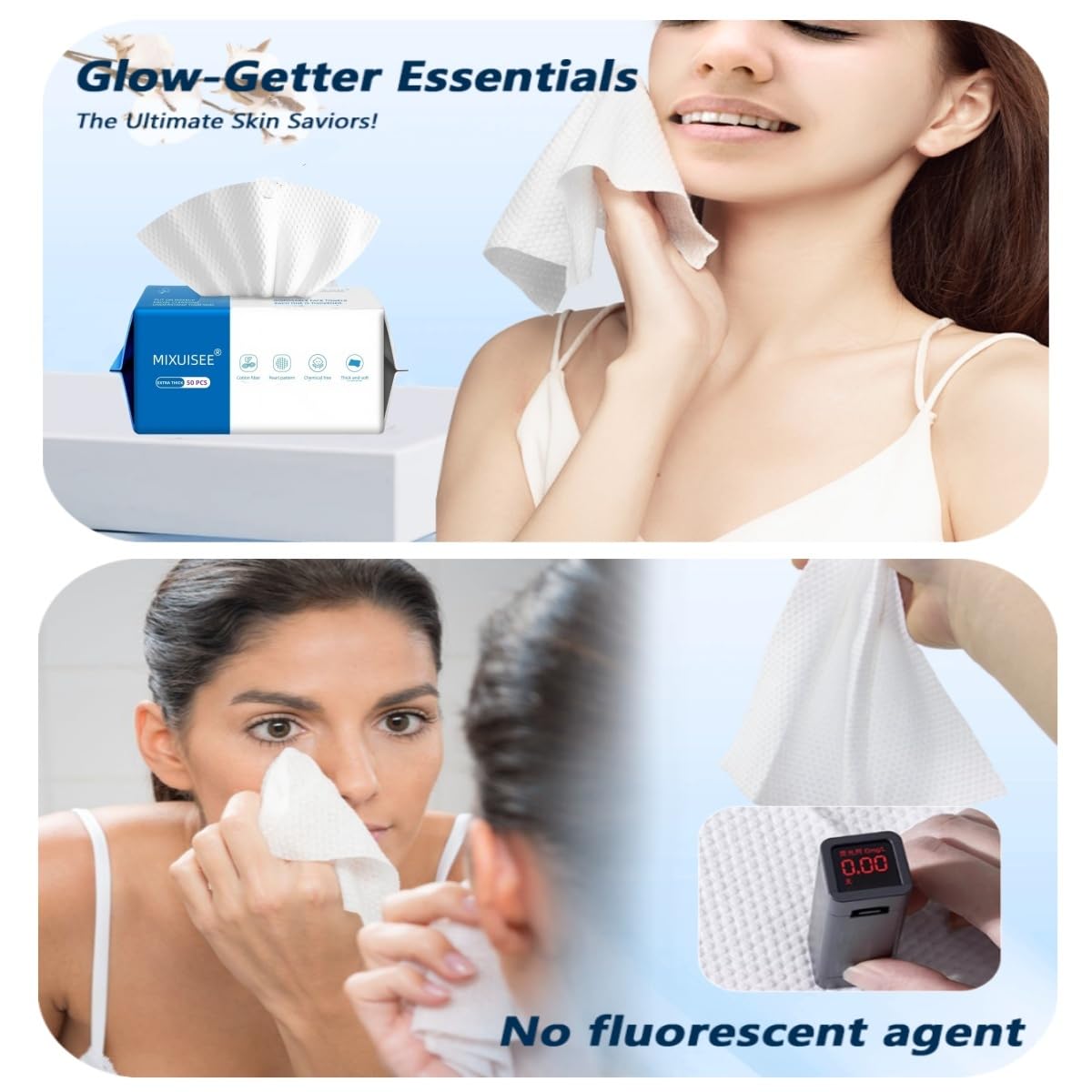 Disposable face towel,MIXUISEE thick and soft face towels,100% cotton face towels,super thick 130%. Suitable for makeup removal and cleansing and applicable to sensitive skin. (360 pieces) - Image 4