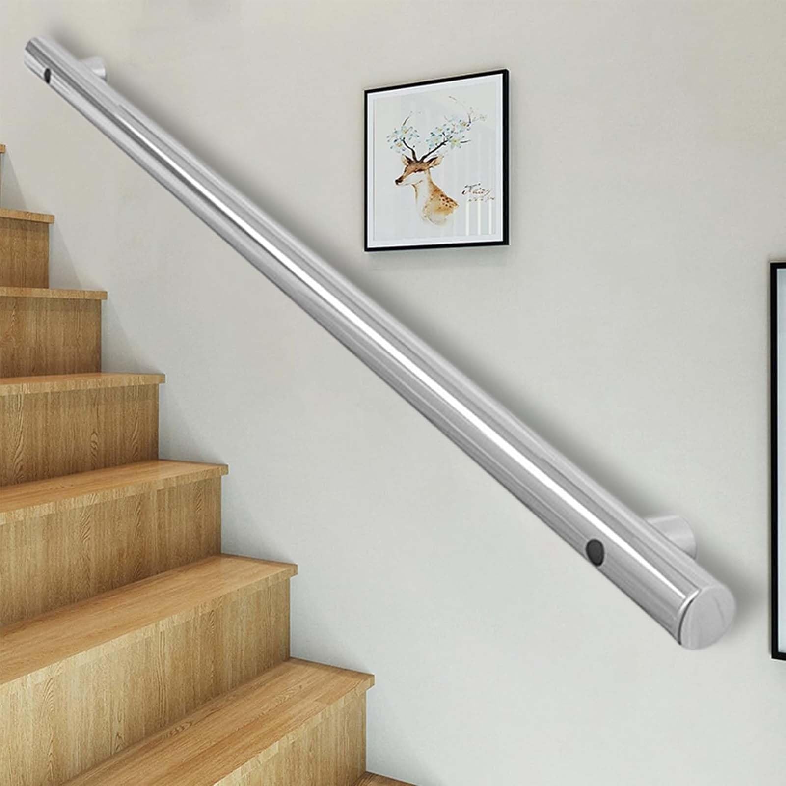 FKXSXAZ Stainless Steel Handrails for Stairs, Wall Mounted Stair Banister with Brackets, Corridor Hand Rails Safety Grab Bar Kit Interior Villa Building Loft(13ft/390cm)