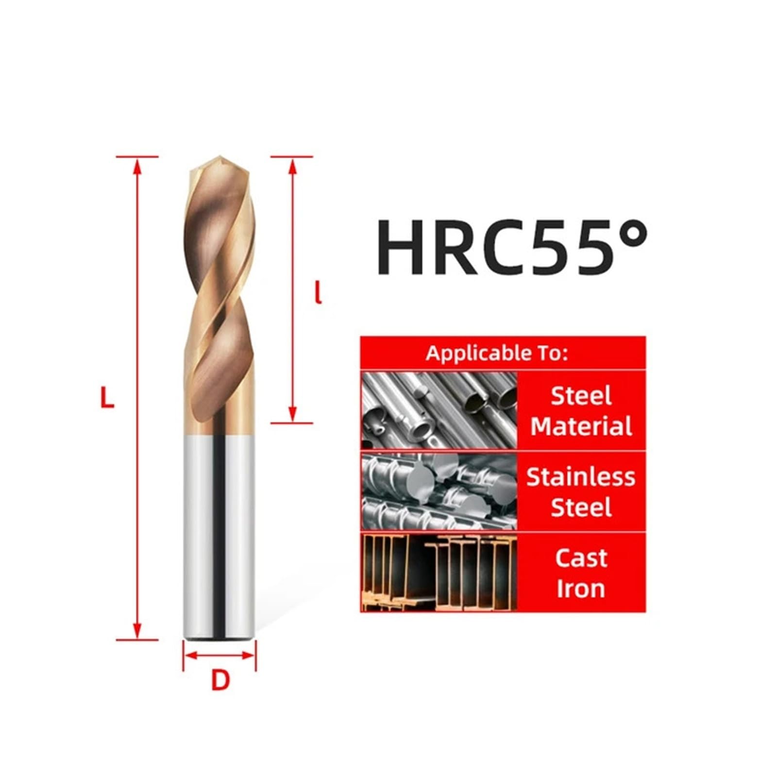1 Uds. Brocas de Metal de Brocas de Carburo de Tungsteno HRC55° | For torno CNC, herramienta for metalurgia dura de perforación de acero inoxidable, 7,1-13,0mm(10.4mm)
