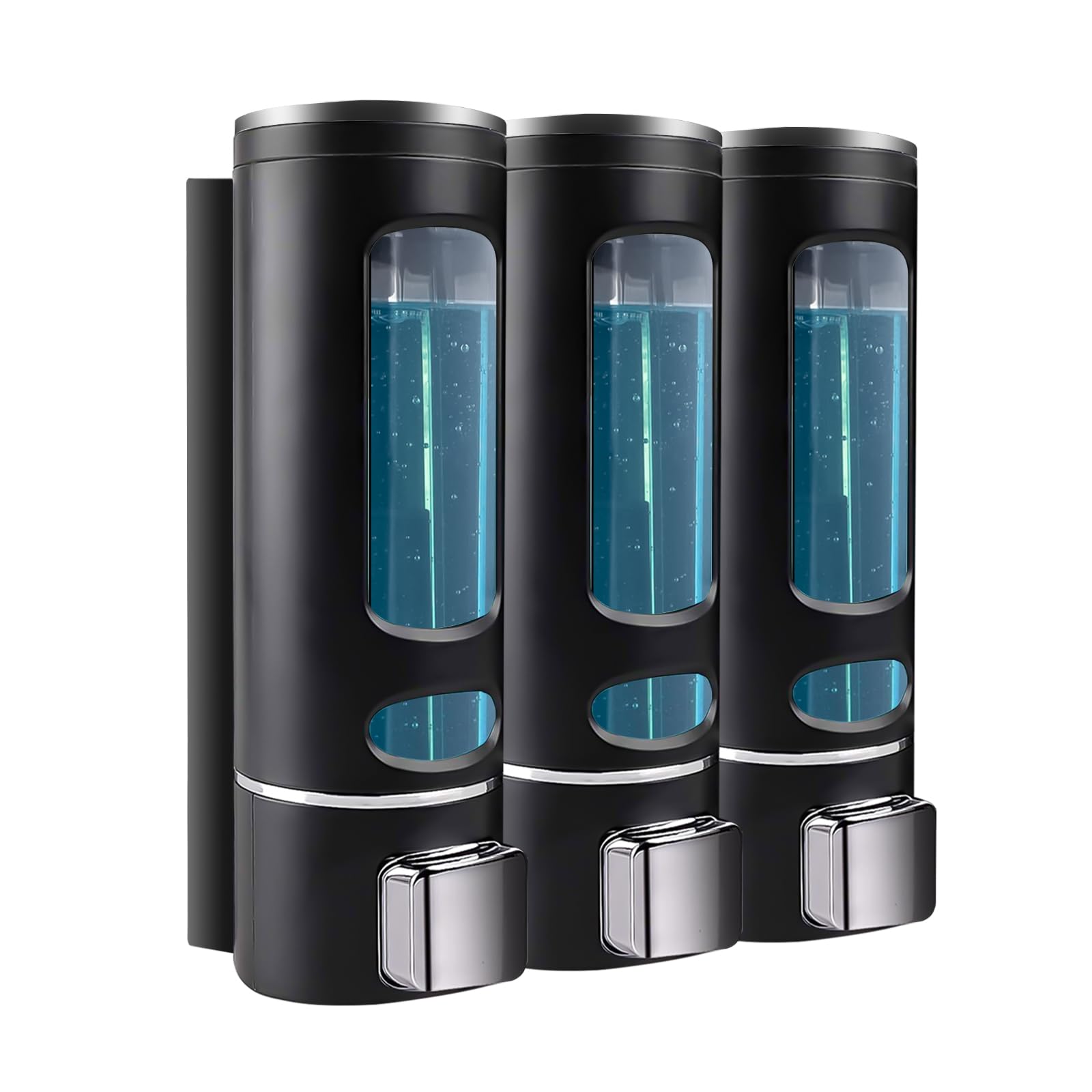 Shampoo and Conditioner Dispenser - 1200ML Wall-Mounted Shower Shampoo Dispenser 3 Chamber No Drill Body Wash Soap Dispenser for Shower, Bathroom,