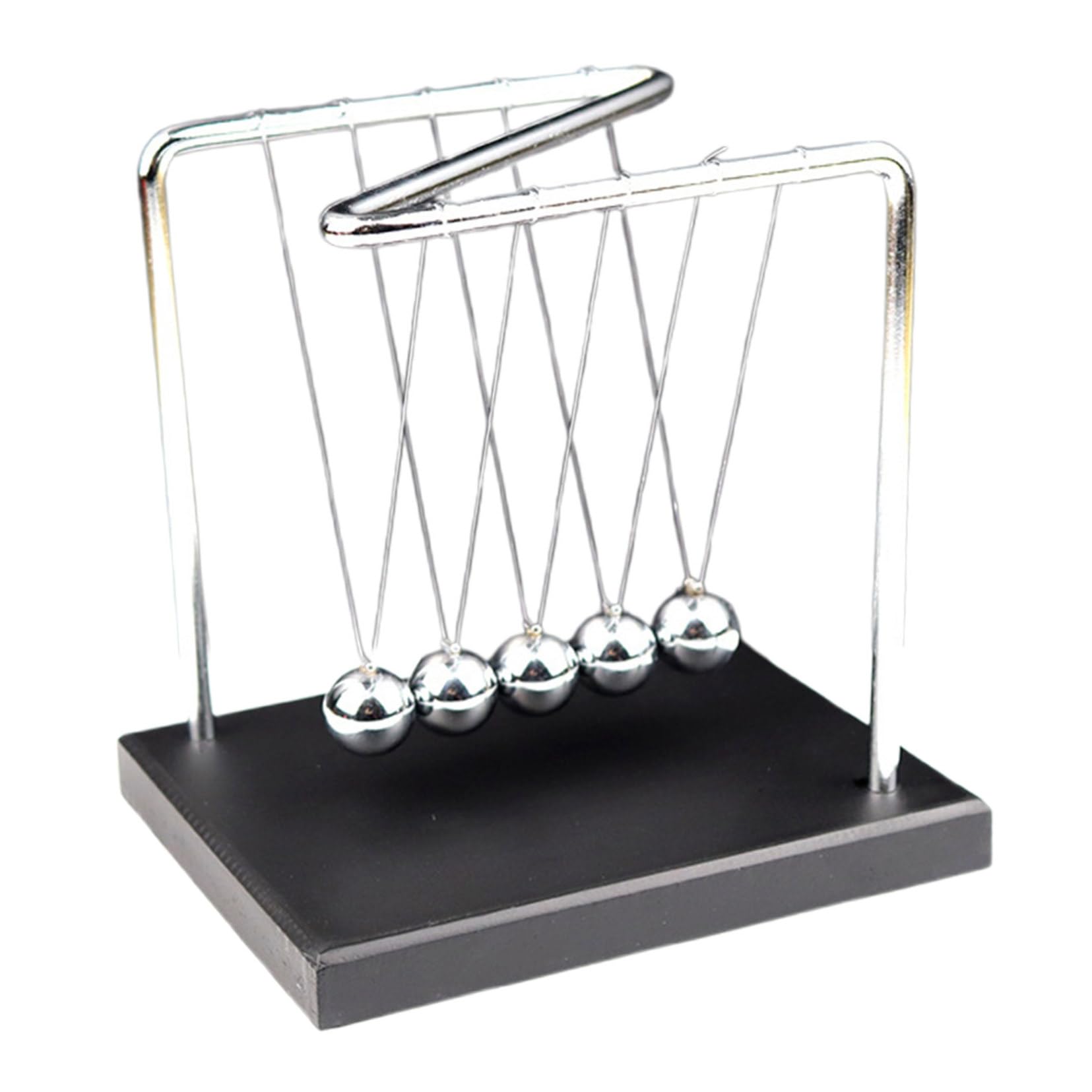 Toddmomy Pendule de Newton pour Bureau Boules Oscillantes Métal Base Bois Jouet de Physique à Mouvement Perpétuel
