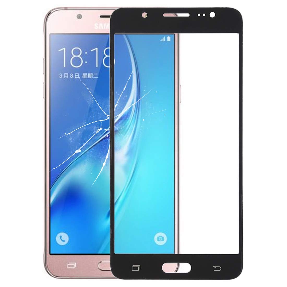 Yantopment Outer Glass Lens Replacement Remall Outer Glass lens Front Screen Outer Glass Lens for Galaxy J5 (2016) / J510FN / J510F / J510G / J510Y / J510M(Black) (Color : Black)