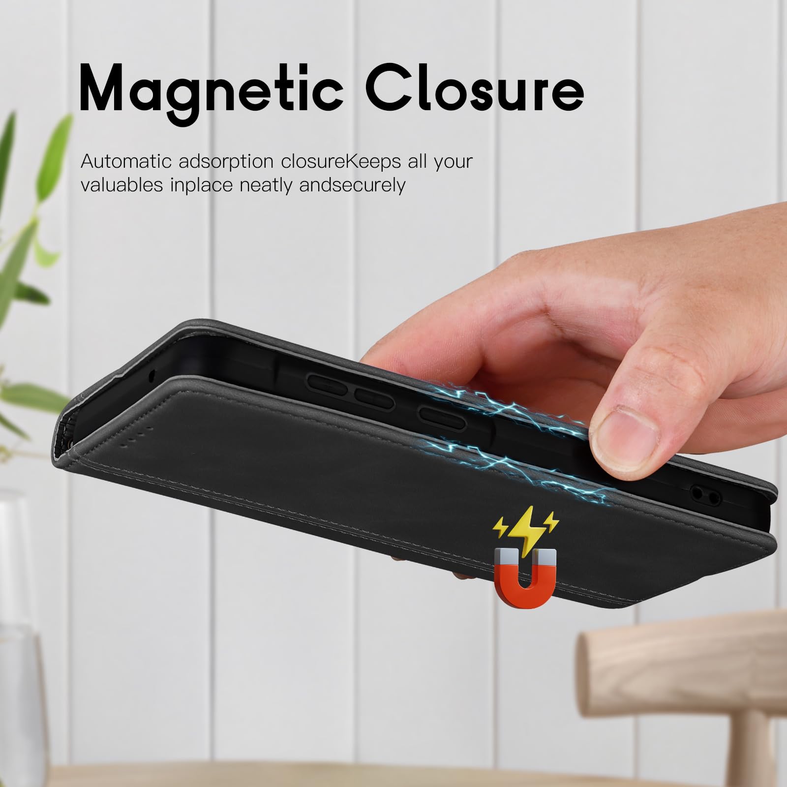 CASAFUNY Custodia per Samsung Galaxy A16 Cover a Libro Portafoglio in Pelle PU Protettiva per Samsung A16, Flip Caso Custodia per Samsung Galaxy A16- Nero