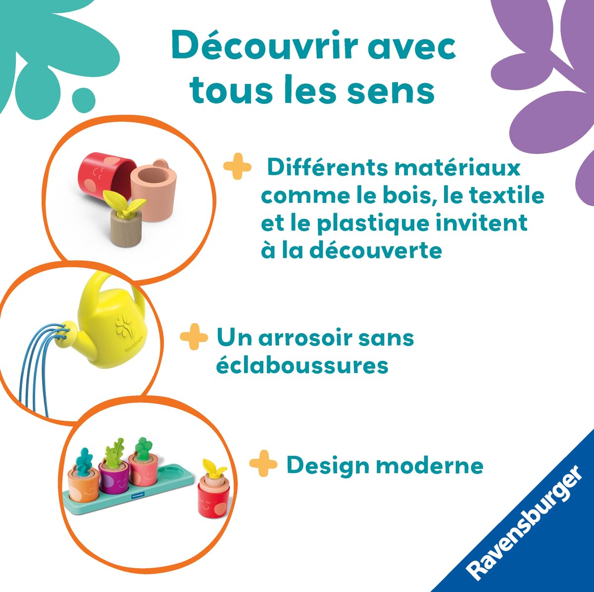 Ravensburger Play + - Set d'activités : Mes Petites Plantes à emboîter - Jouet bébé dès 18 Mois- Version française - 34065