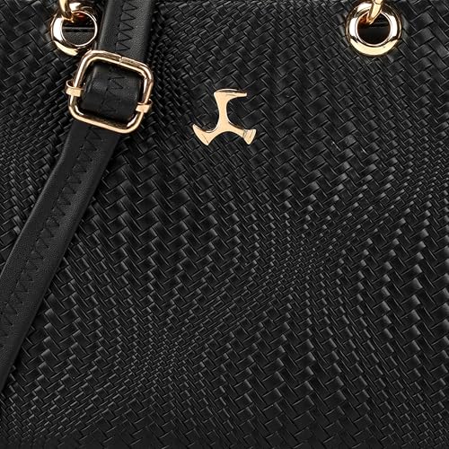 Image of Mochi Women Black Casual PVC Soft Body Zipper closure Solid Satchels with 1 Pocket and 3 compartments