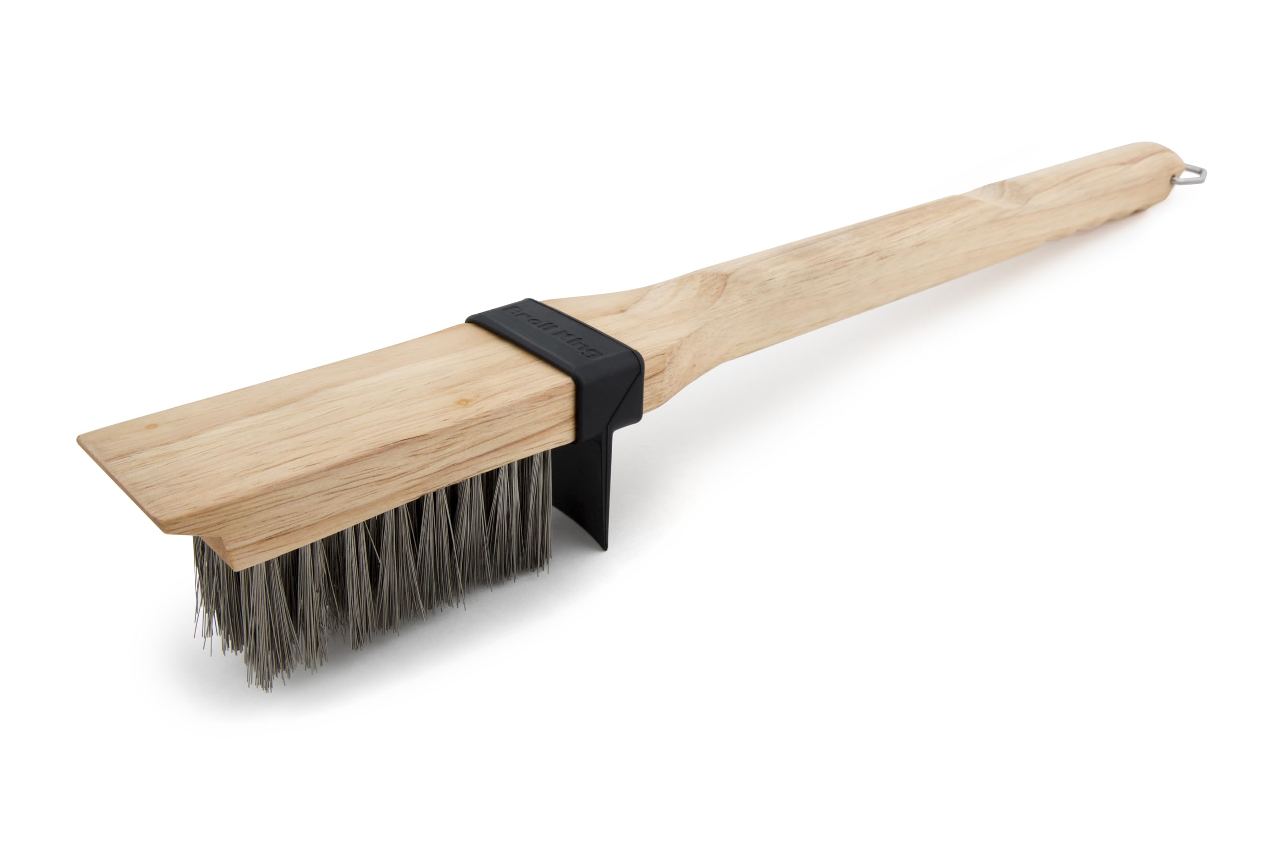 Broil King, 65229, cepillo de parrilla de madera pesada/cerdas largas de acero inoxidable