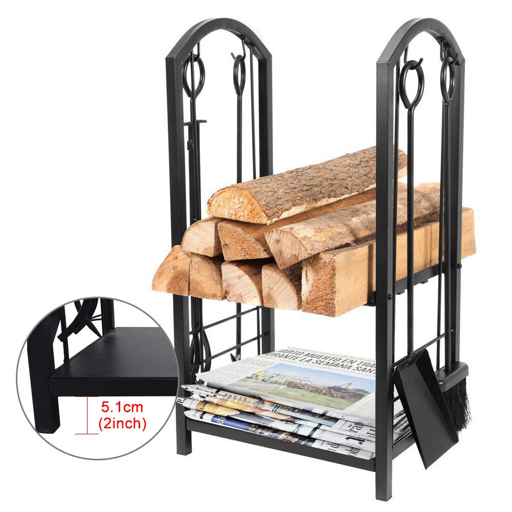 Buy Amagabeli Fireplace Log Rack 16 x 29.2 x 12inch with 4 Fireplace