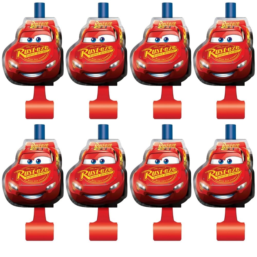 Disney Cars 3 Movie Blowouts (Pack of 8) - Vibrant, Colorful & Sturdy - Perfect for Themed Birthday Parties & Celebrations