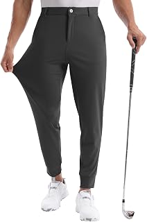 CANGHPGIN Men's Stretch Golf Joggers with Zipper Pockets - Lightweight Athletic Pants Relaxed Tapered Fit for Golf, Work, Travel