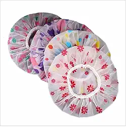 Kit 2 Toucas de Banho Plásticas Impermeáveis Reutilizáveis com Elástico Ajustável, Protege os Cabelos Durante o Banho, Estampas Variadas – H2F STORE