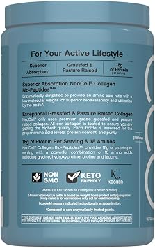 NeoCell Collagen Bio-Peptides Powder | 10oz | Super Hair, Skin, and Nails | Superior Absorption | Grassfed Protein Supplement | Advanced with 18 Essential Amino Acids