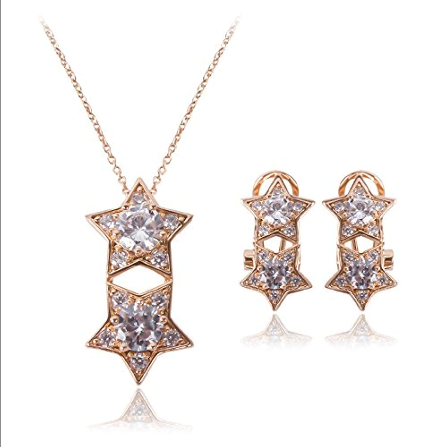 Pentagram Diamond Necklace And Earring Set