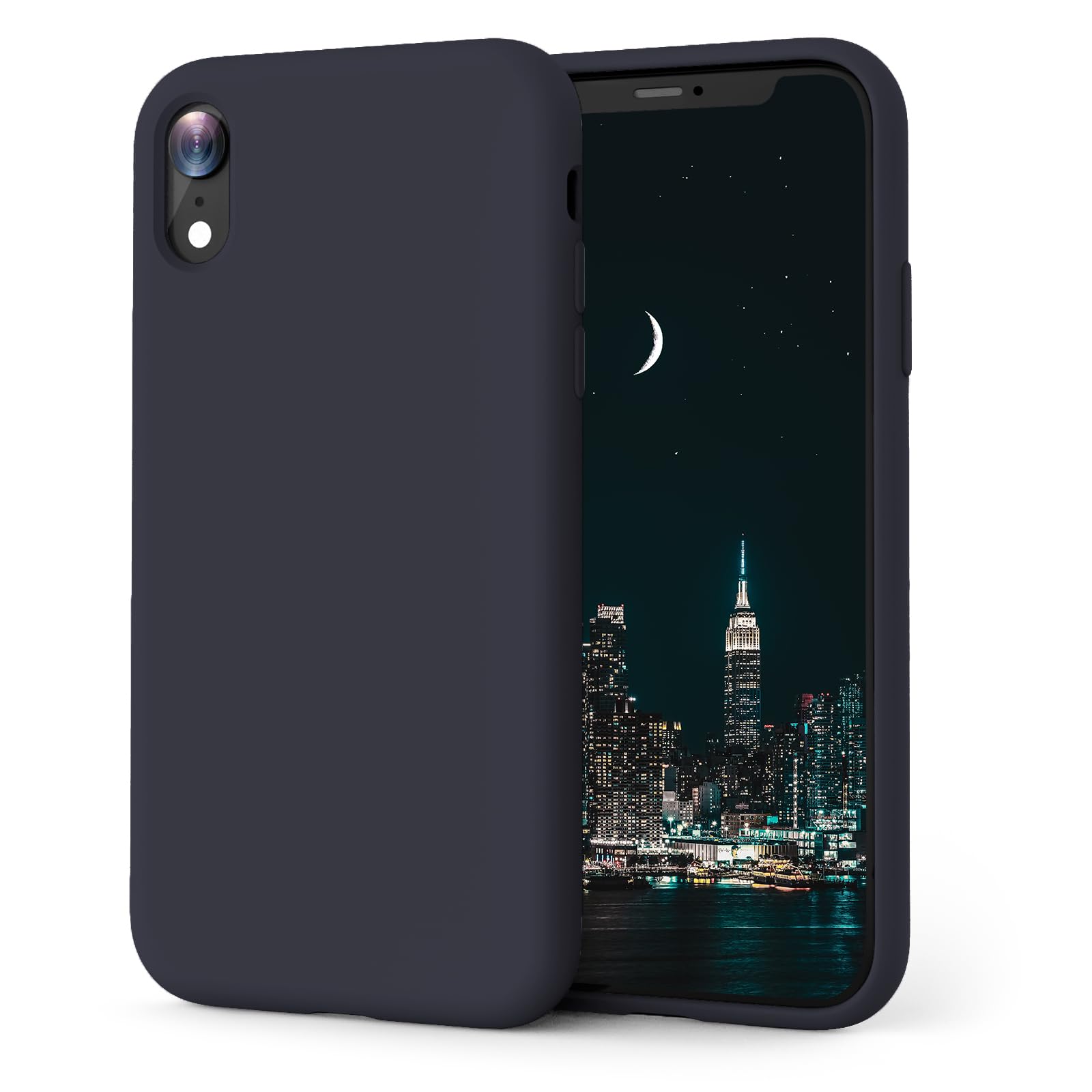 Silicone Case Compatible with iPhone XR Case 6.1 Inch, Soft Ultra Slim Protective Shockproof Liquid Silicone Phone Case with Anti-Scratch Microfiber Lining,Black