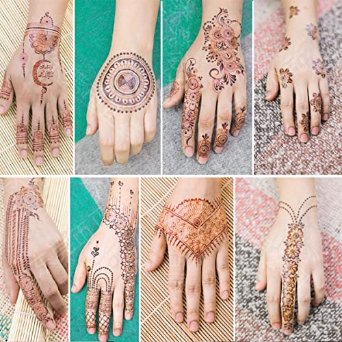 6 Sheets Henna Tattoos Brown Henna Temporary Tattoo Stickers Sexy Lace Waterproof Removable Fake Tattoos Luxury Mandala Flower Design Body Decals For Women Birthday Diy Body Face Party Supplies Favors #TOP7