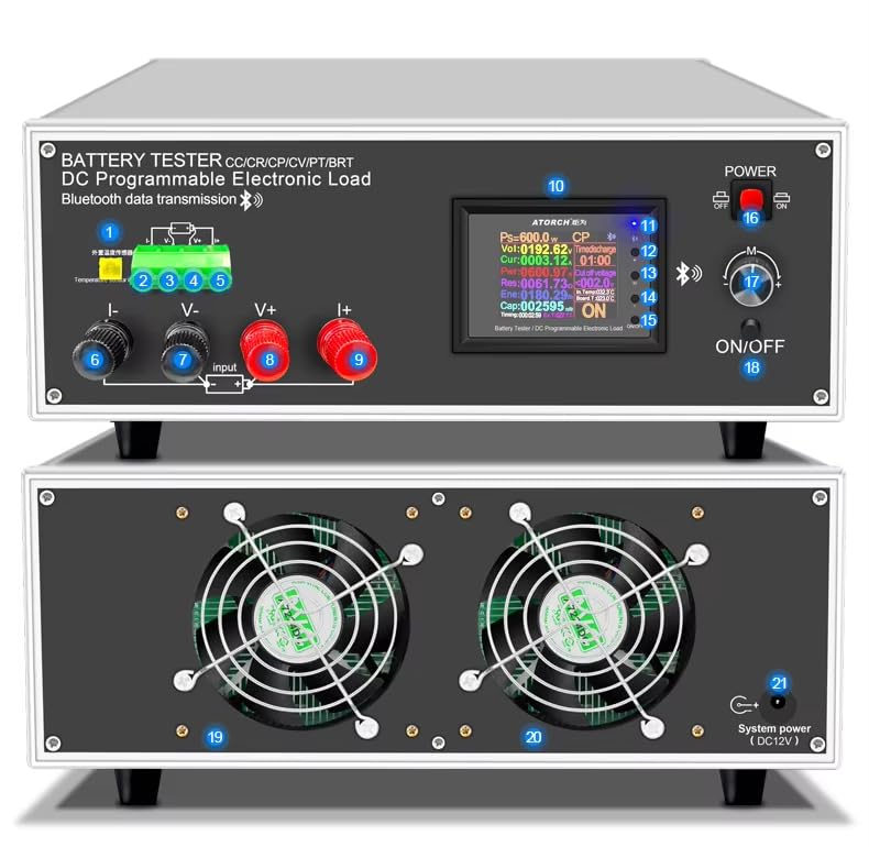 Amazon | ATORCH DLB-600W 200V 40A DC 電子負荷 テスター プログラム 