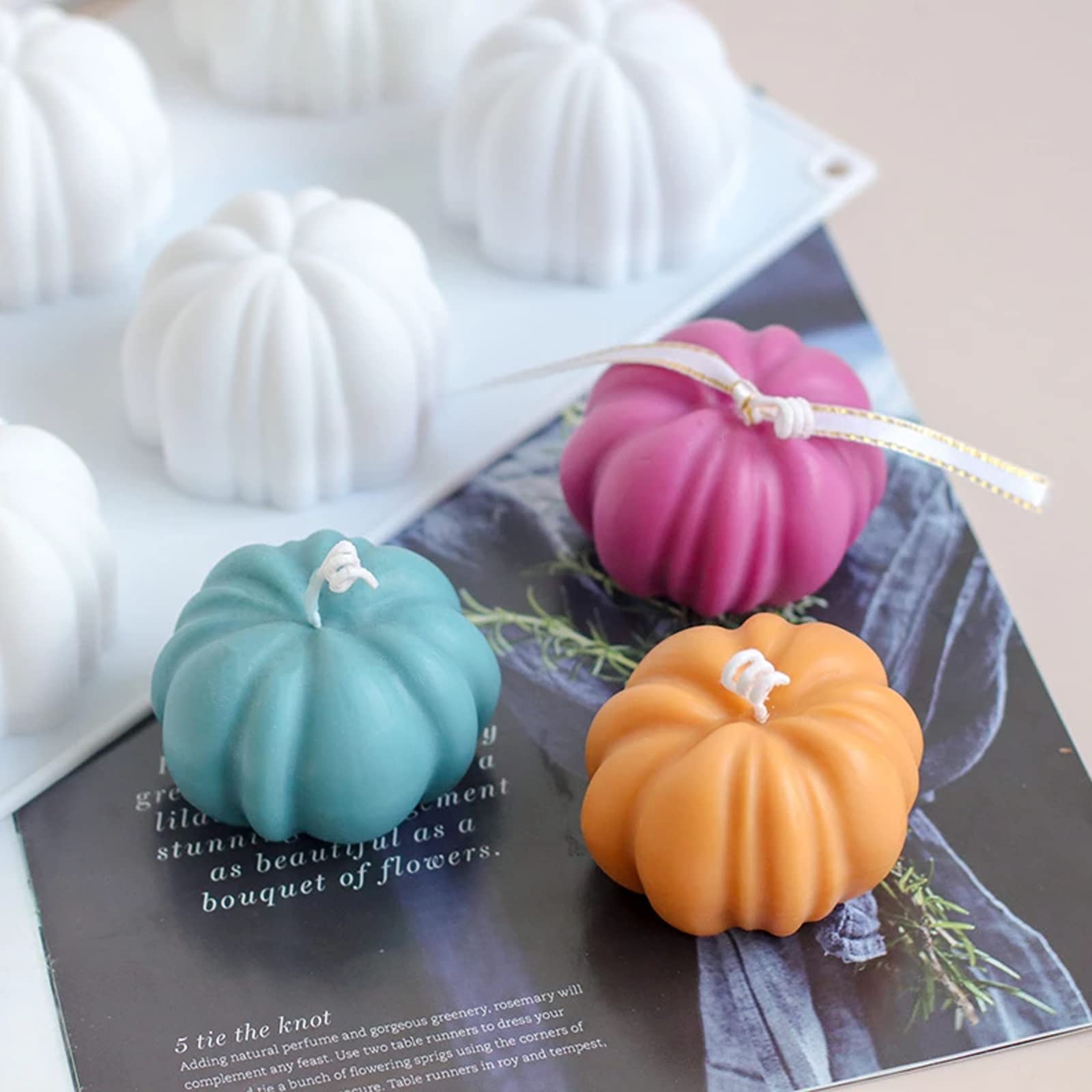 Moule Silicone 3D Citrouille Halloween/Pâques - 6 Cavités, 29,5x17x4,5 Cm, Pour Gâteau, Chocolat, Savon, Bougie DIY
