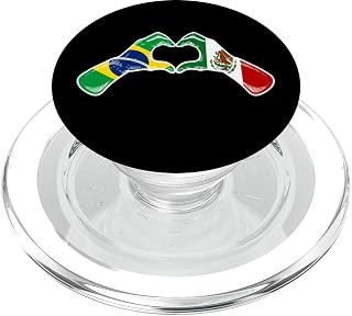 Mexico Brazil Flag - Mexican Brazilian Heart PopSockets MagSafe PopGrip for iPhone