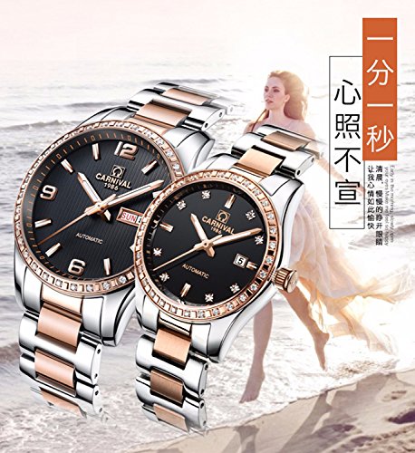 Luxury Automatic Mechanical Rhinestones Couple Watch