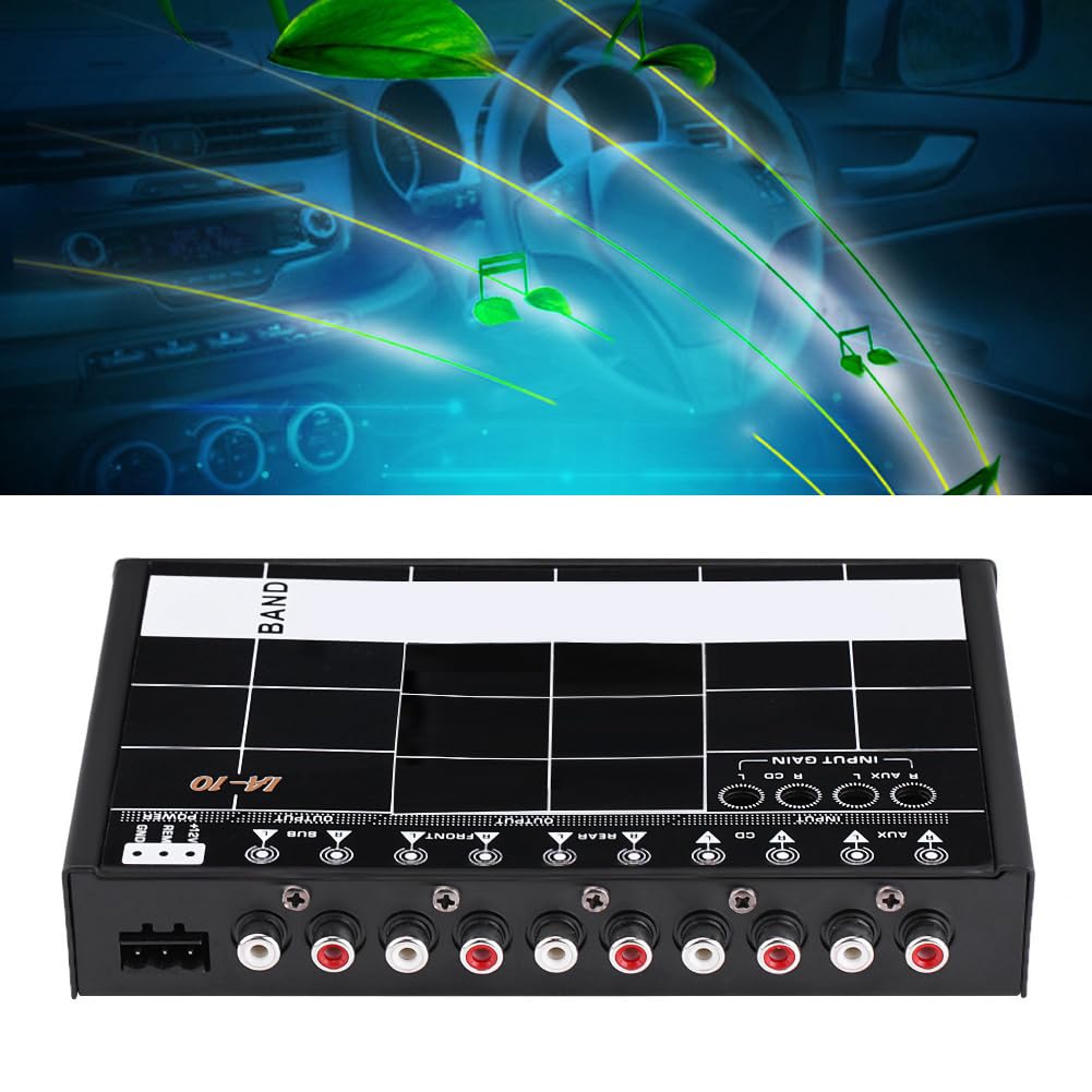 Égaliseur graphique audio de voiture 7 bandes avec contrôle du caisson de basses, entrée auxiliaire 3,5 mm, 50 Hz-16 kHz, accordeur de son stéréo avec bouton pour véhicule