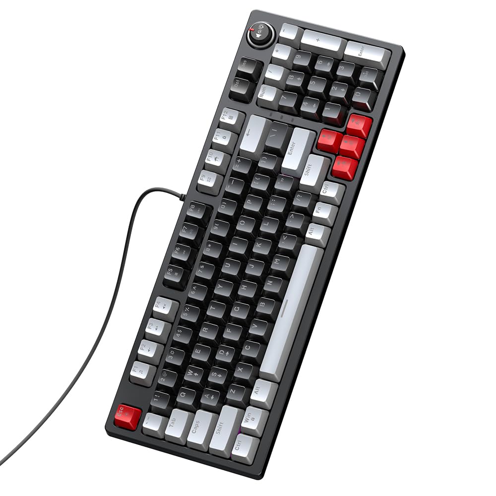 Clavier de Jeu Mécanique RVB, 97 Touches de Haute qualité, Design Compact, pour Le Bureau et Les Jeux, USB, Noir et Gris (Noir et Gris)