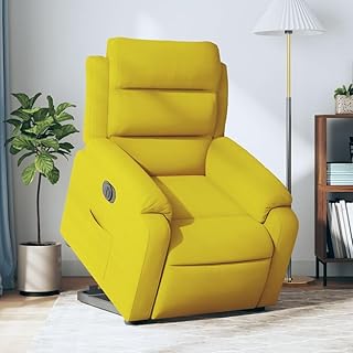Sillón elevador eléctrico reclinable de terciopelo, color amarillo, kangqiling3205121