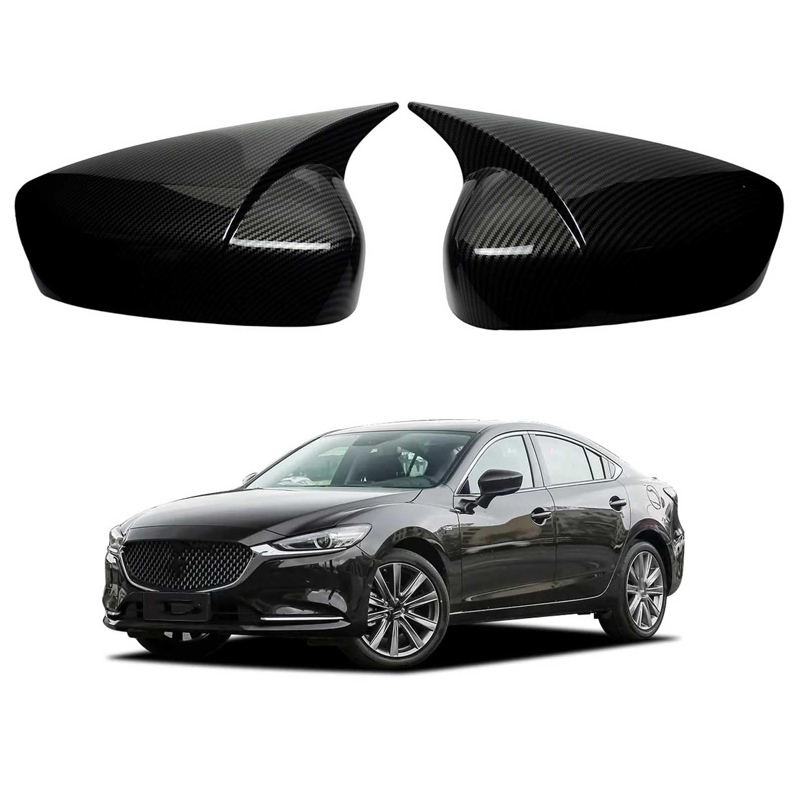 PAPEP Door Mirror Cover Caps for Mazda 6 Atenza 2018-2021, Left Right Side Wing Rearview Mirror Cover Lid 2 Pieces Exterior Styling Accessory,Carbon fiber texture