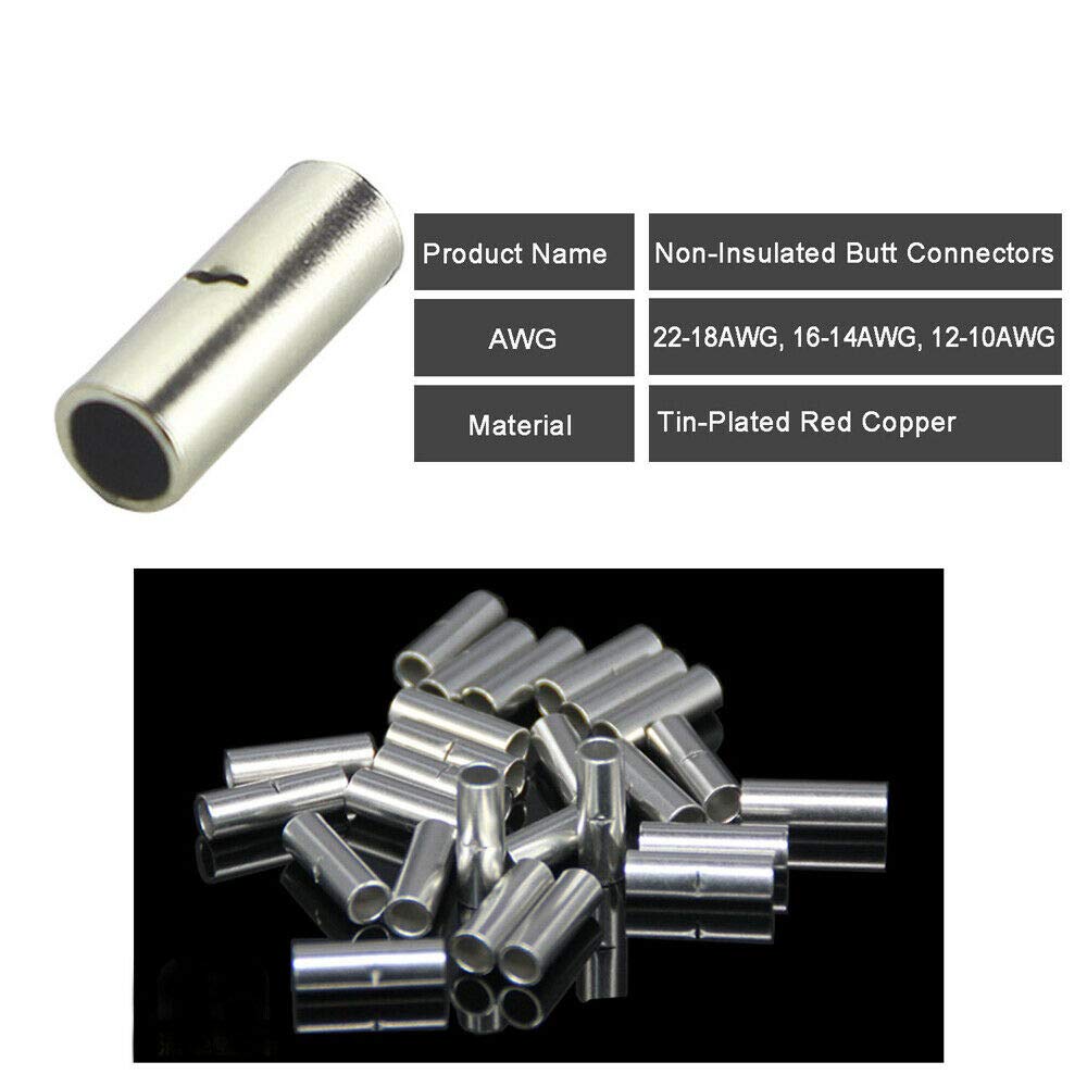 10-100x Non-Insulated Copper Wire Butt Splice Connectors – Ferrule Crimp Terminals (China) 4 thumbnail image