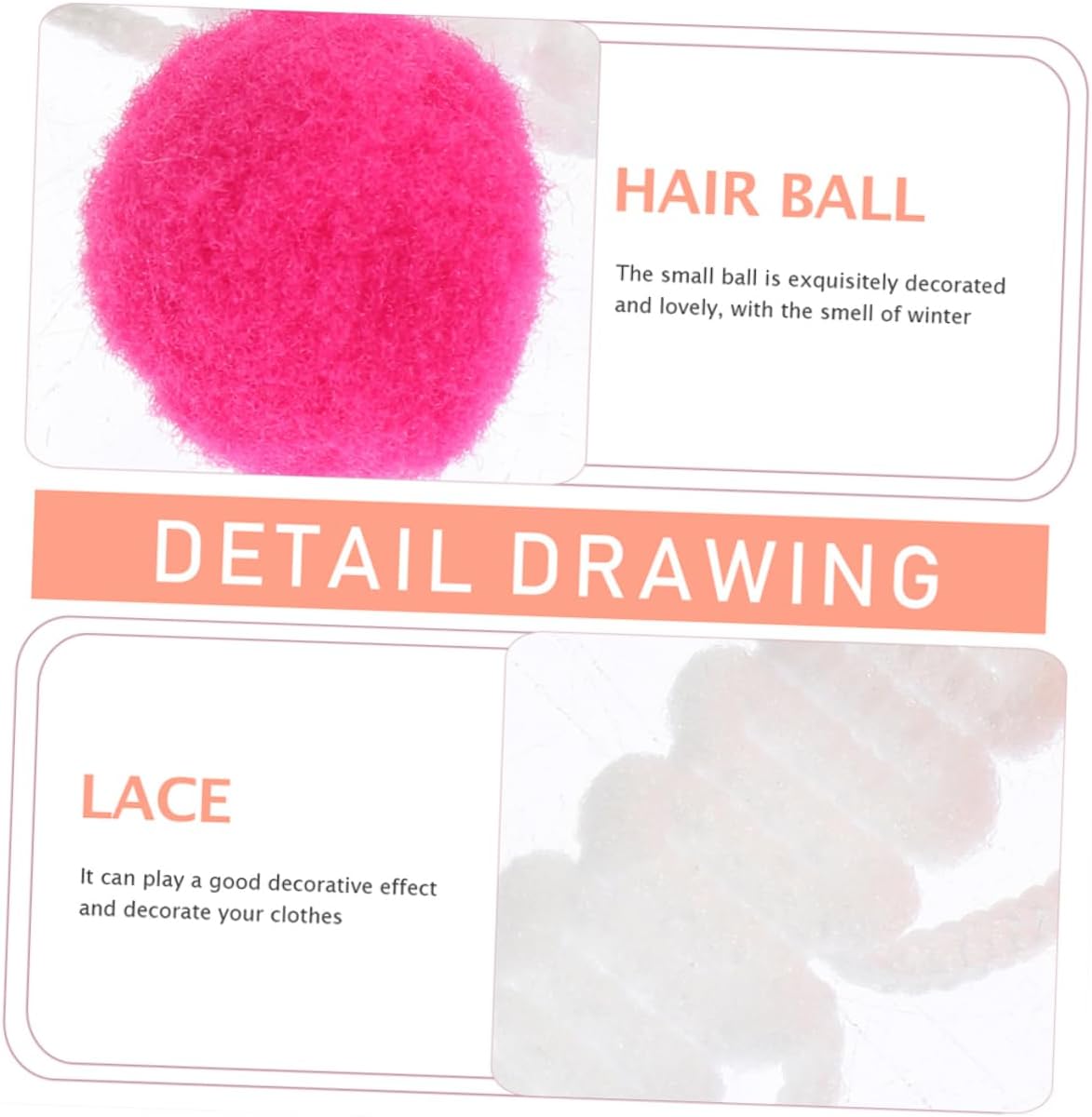 16pcs Sewing Fringe Trim Ribbon Pom Pom Ball Trim DIY Crafts Decorations Clothing Accessories Edging