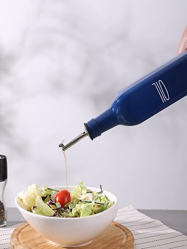 Miniatura 4 de Juego de dispensador de aceite y vinagre de vidrio para cocina, botella dispensadora de aceite de oliva de vidrio de 17 onzas con boquilla de