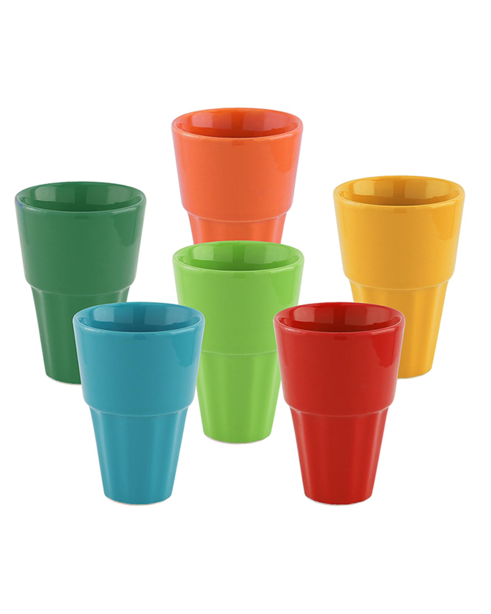 Homesake Ceramic Antique Chai Tea Glasses Multicolour Vintage Stoneware | Multipurpose Ceramic Kitchen Items - Pack of 6 Glasses - 3 * 2 Inch - Image 2 thumbnail