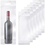 Gueevin 100 Pcs Wine to Go Bottle Doggy Bags with handle Plastic Travel Wine Bags for Restaurant Bar Travel,fits 25 oz /750 ml bottles