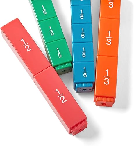 Miniatura 8 de hand2mind Cubos de torre de fracción arcoíris, materiales de matemáticas Montessori, manipuladores de fracciones, fracción de unidades, cubos de