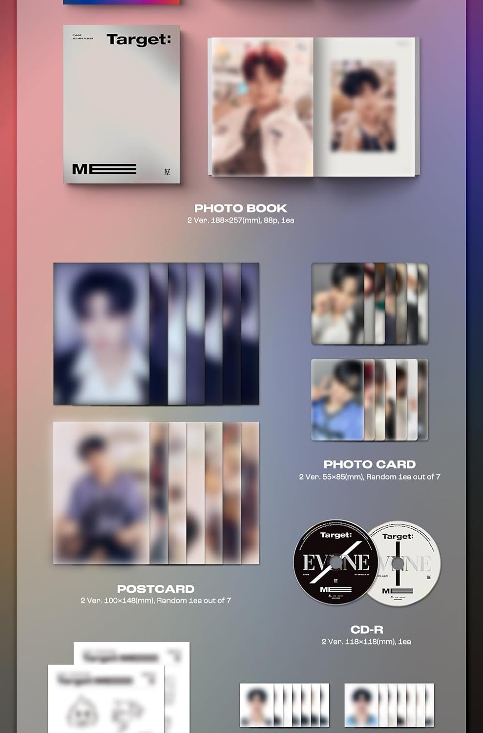 EVNNE Target : ME 1st Mini Album Standard Random Version CD+88p PhotoBook+1p Folding Poster on Pack+1p PhotoCard+1p PostCard+1ea Sticker+1p ID Photo+1p Message Card+Tracking Sealed