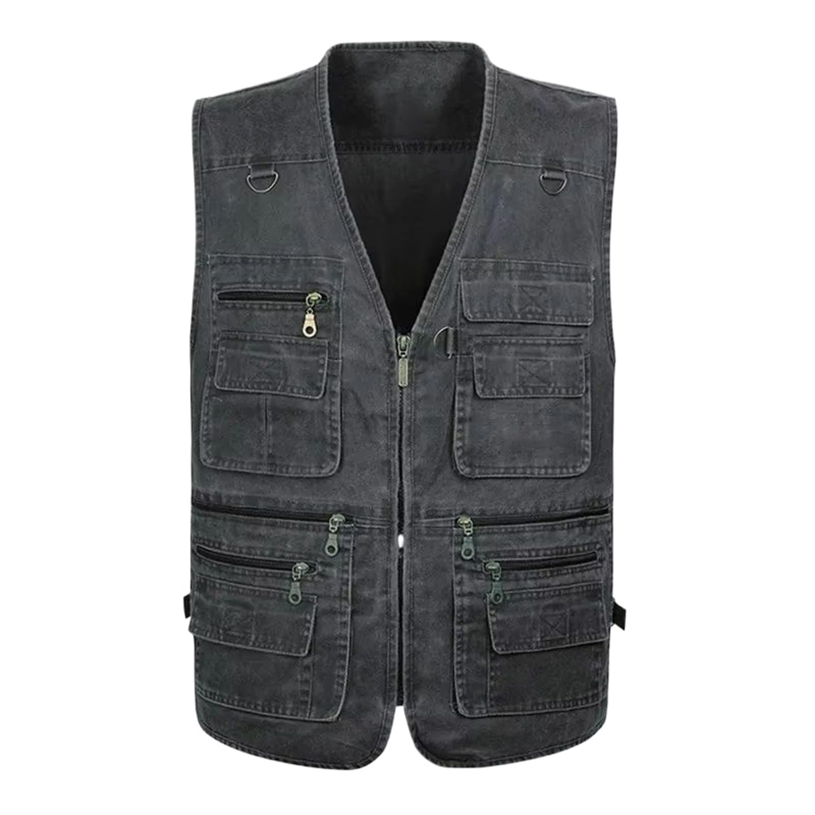 Chaleco multibolsillos de algodón para hombre, ropa de verano sin mangas informal 8