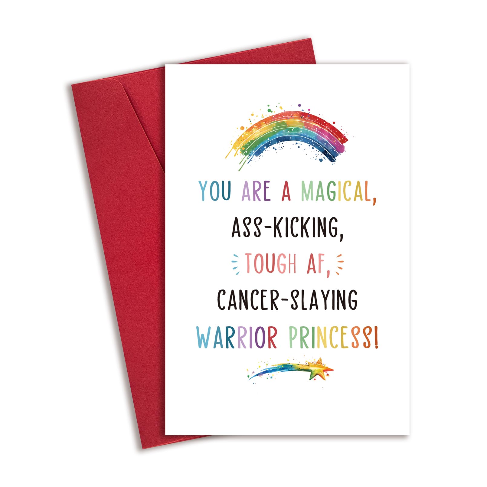 RollupJoy Funny Cancer Card for Her Women, Encouragement Gifts for Cancer Patients Friend, Heartwarming Sympathy Card, Get Well Soon Card for Female, Cancer-Slaying Warrior Princess
