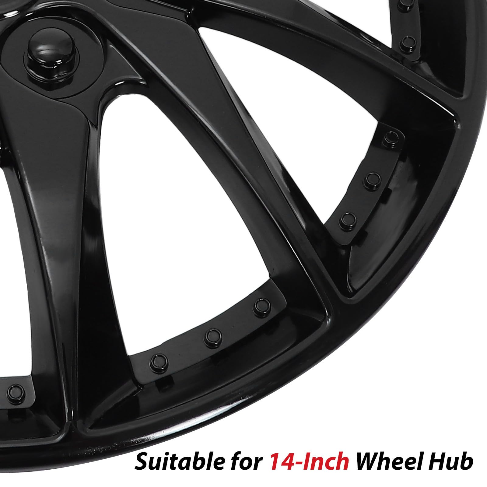 YARNOW Enjoliveur de Roue de Véhicule Noir en PP pour Moyeu de Voiture, Accessoire Auto pour Protection et Remplacement de Jante, Adapté aux Roues de 14 Pouces