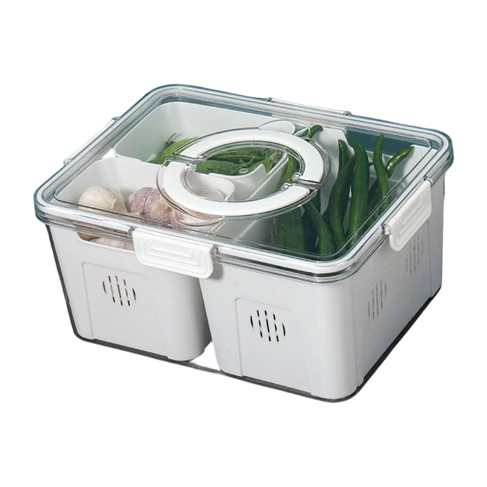 Hsioluted Multiple Compartment Clear Kitchen Storage Box Featuring Removable Dividers for Easy Cleaning and Organization Dustproof Storage