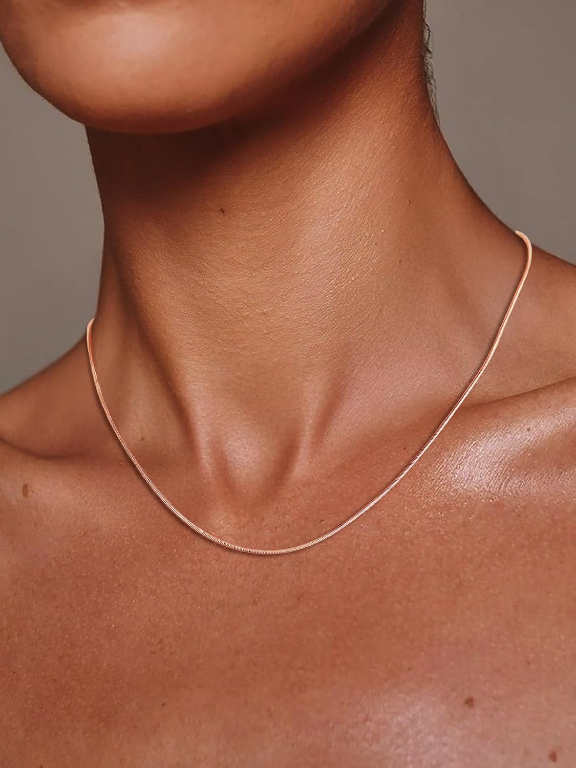 FOCALOOK Snake Chain Necklace Silver 14K Gold Plated Delicate 1mm 1.2mm 1.5mm 2mm Chains for Women, Hypoallergenic Minimalist Sturdy Necklaces Chains in 14 16 18 20 22 24 Inch - Image 3