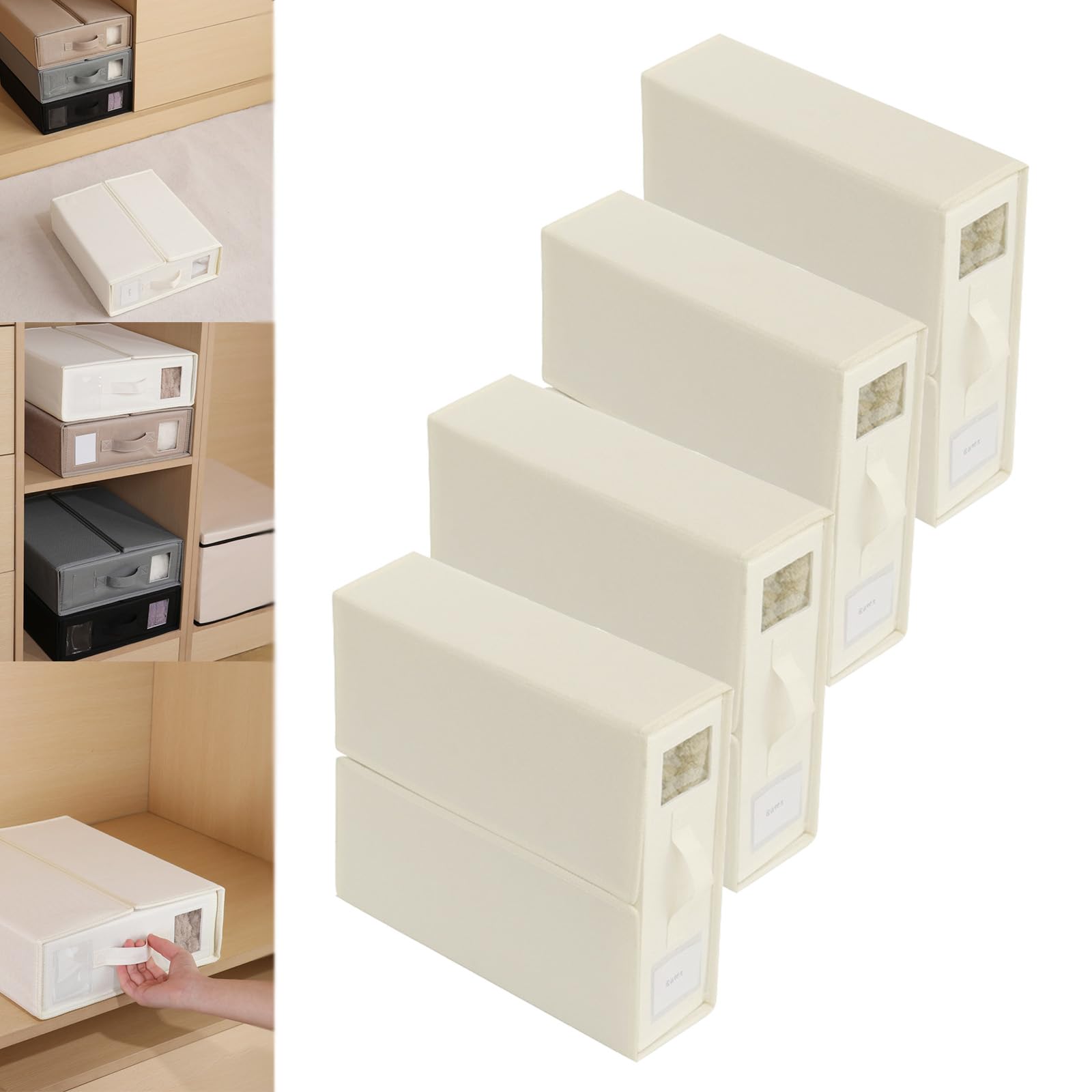 Nizer - Set di lenzuola pieghevoli e contenitori, per coperta, copripiumino, set di lenzuola bianche (4 pezzi)
