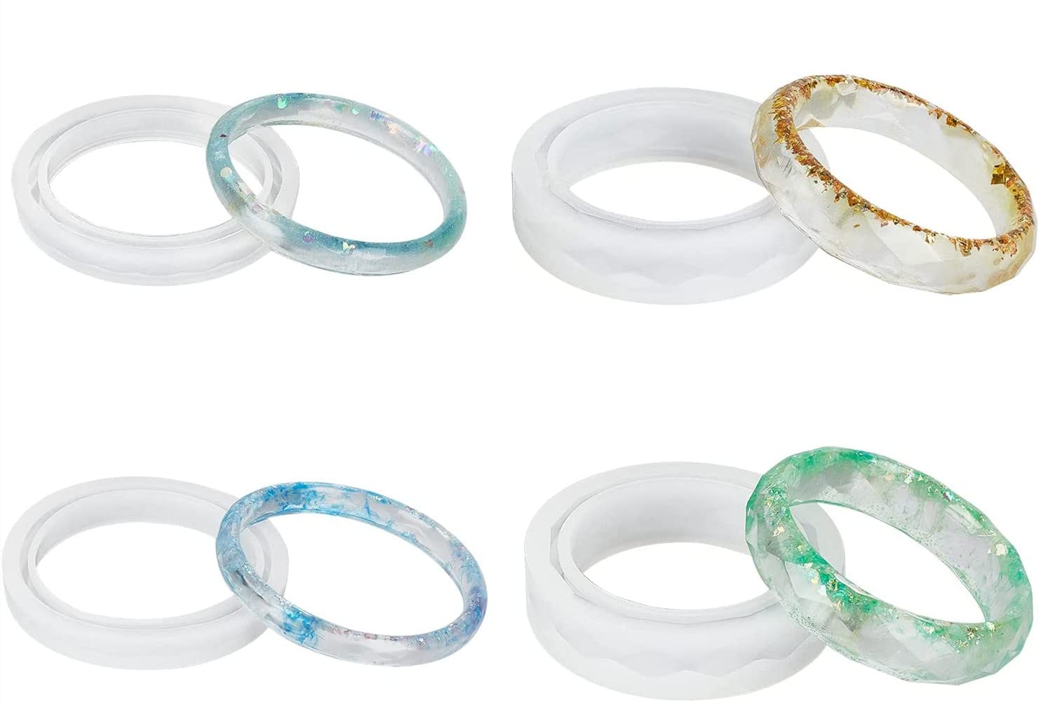 Funshowcase Set 3 Stampi In Silicone Per Bracciali E Gioielli In Resina: Forme Aureola, D E Piatta, Diametro 6 Cm - 2