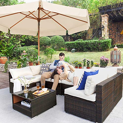 Songmics Ombrellone Da Giardino Di 2,7 M, Parasole Ottagonale Con Protezione Solare, Palo E Stecche In Legno, Inclinabile, Base Non Inclusa, Per Terrazzo Balcone Esterno, Beige GPU270M01 - 3