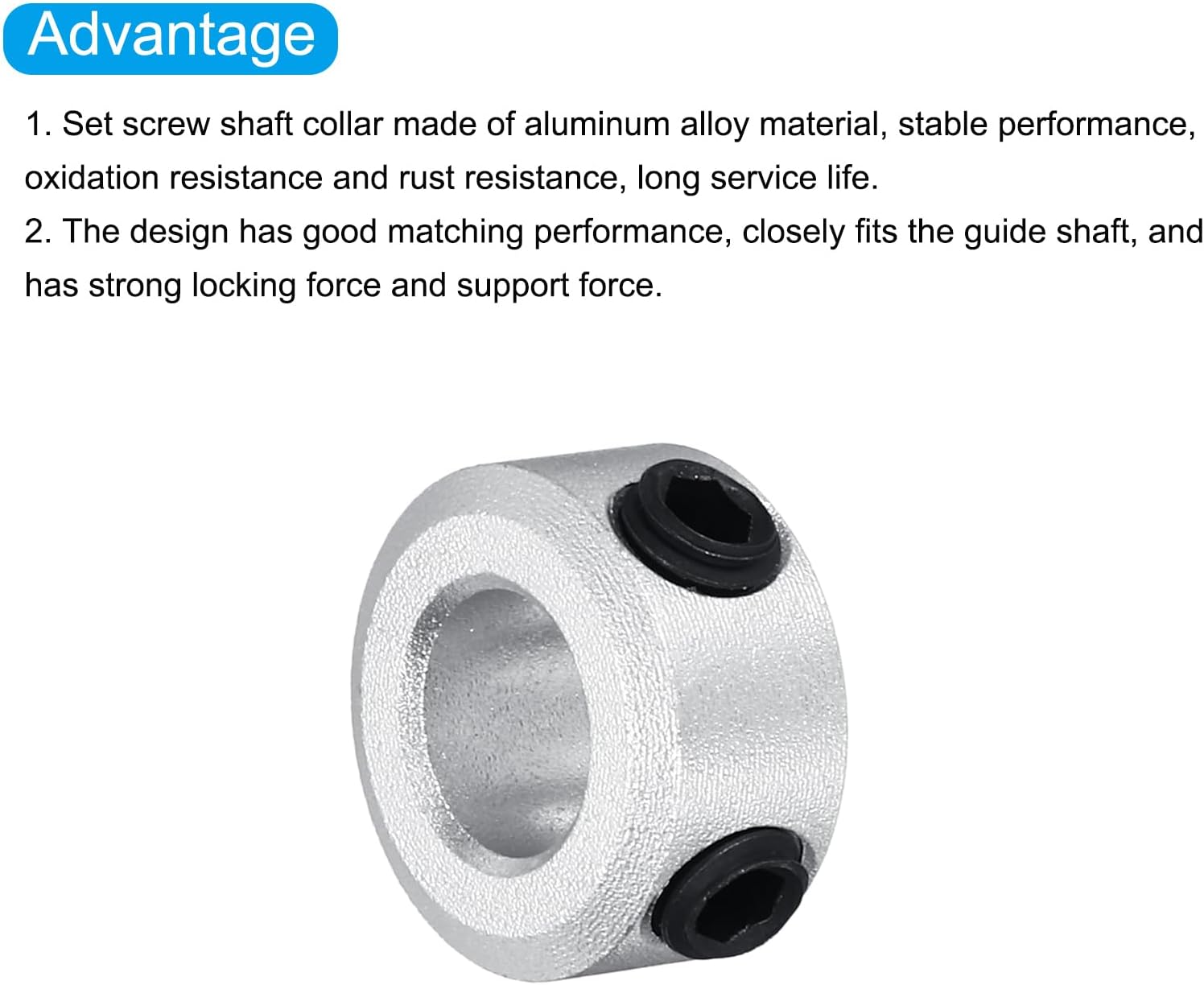 MECCANIXITY 2pcs Shaft Collar 6mm Bore 1/4" Aluminum Set Screw Style Clamping Collars Hexagon Wrench Silver